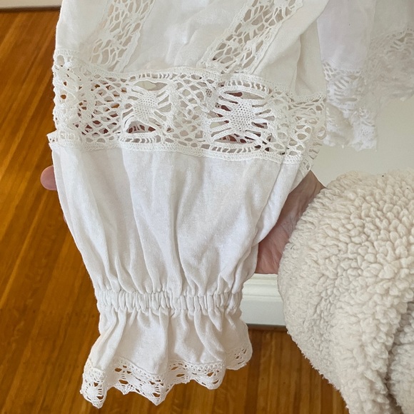 Free people white tie front crochet boho blouse NWT retail $98 szm - Picture 4 of 9
